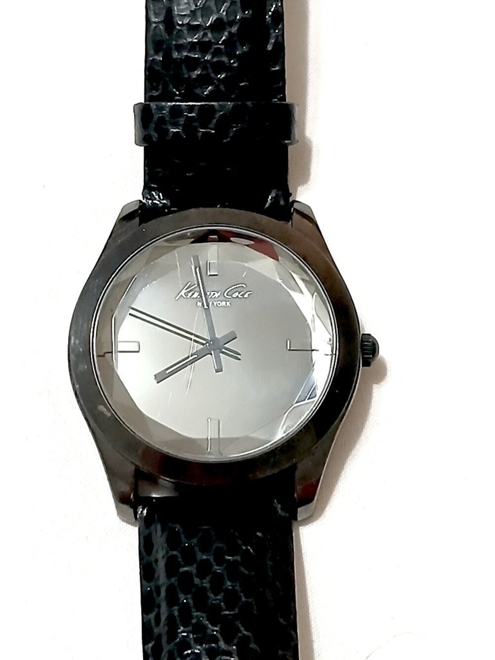 Kenneth Cole New York KC2669 Watch Faceted Crystal Black Leather A126-11
